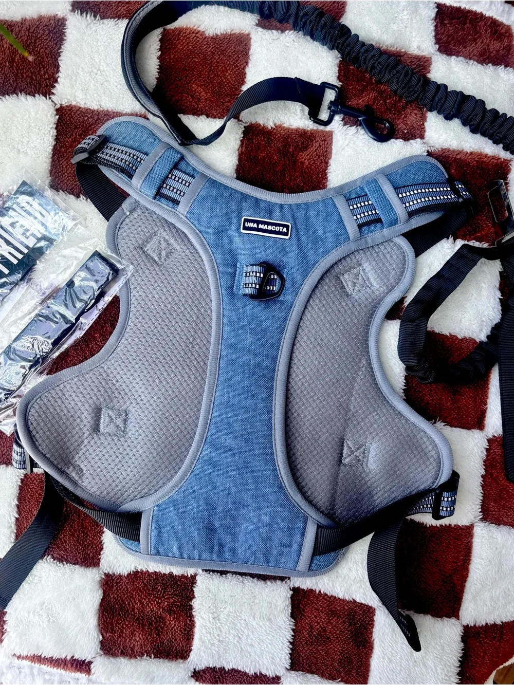 X LARGE BLUE JEAN DOG HARNESS